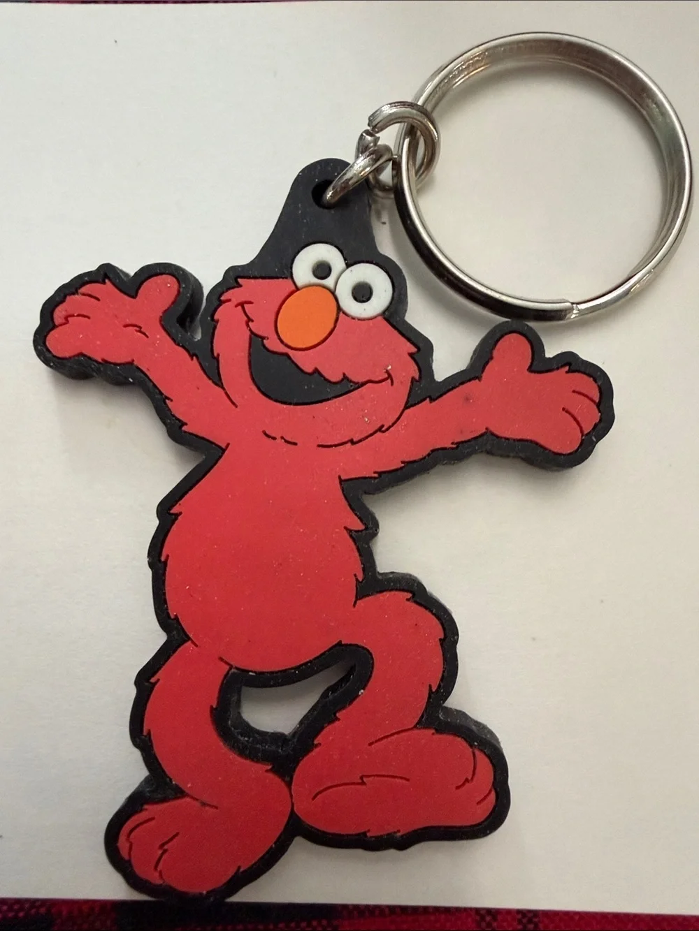 Vintage Elmo Rubber Keychain - Red Sesame Street Character